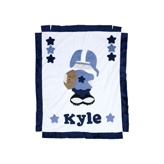 Kyle Football Player Theme Personalized Minky Blanket