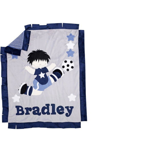 Bradley Soccer Theme Personalized Minky Blanket