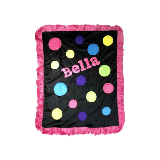 Bella Polka Dots Theme Personalized Minky Blanket