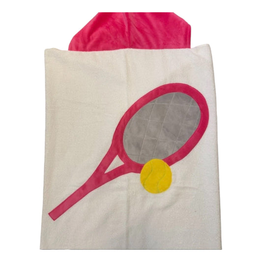 Minky Pink Tennis  Racket Hooded Towel