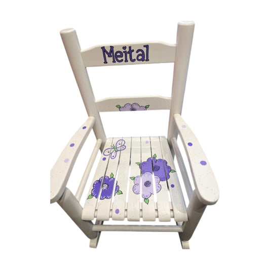 Meital Lav/Purple Butterfly/Flowers Theme Rocking Chair