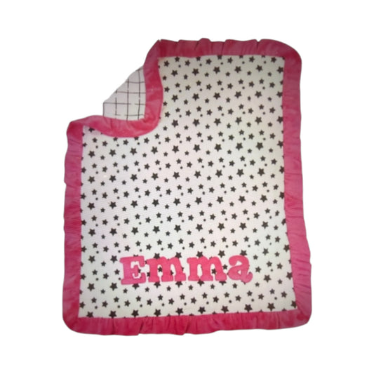 Emma Name Game Minky Ruffle Blanket