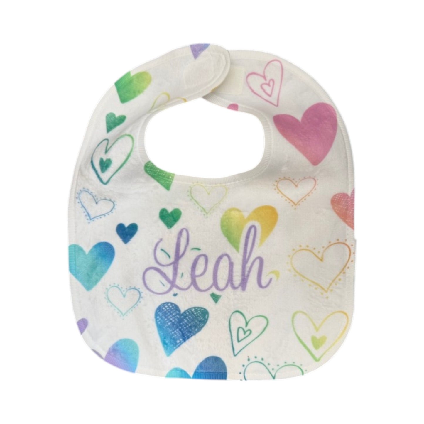 Leah Rainbow Hearts Bib