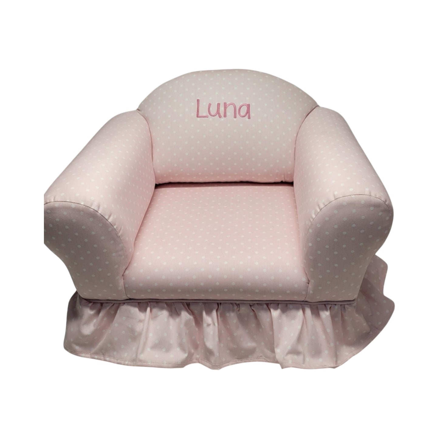 Luna Pink/White Polka Dot Club Chair with Ruffle