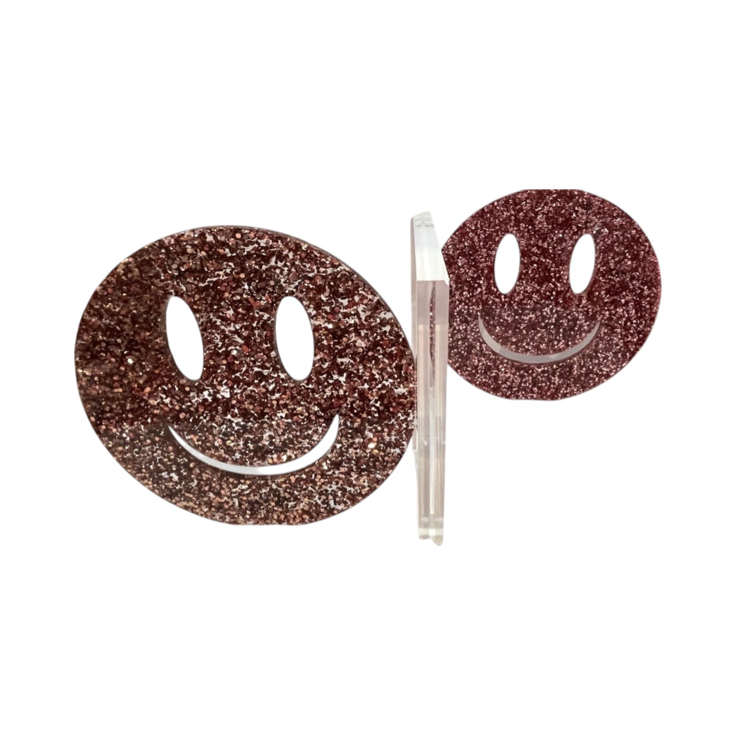 Sparkle Smikey  Face Lucite Book Ends