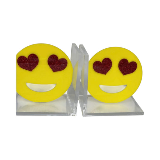 Heart Smiley Face Lucite Book Ends