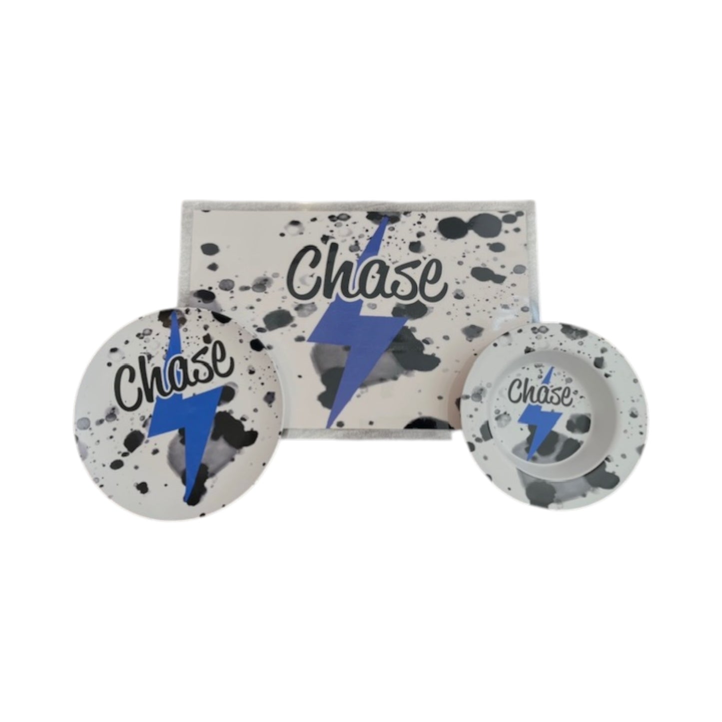 Chase Lightening Bolt Theme Microwaveable Dishwasher Safe  Dish Set