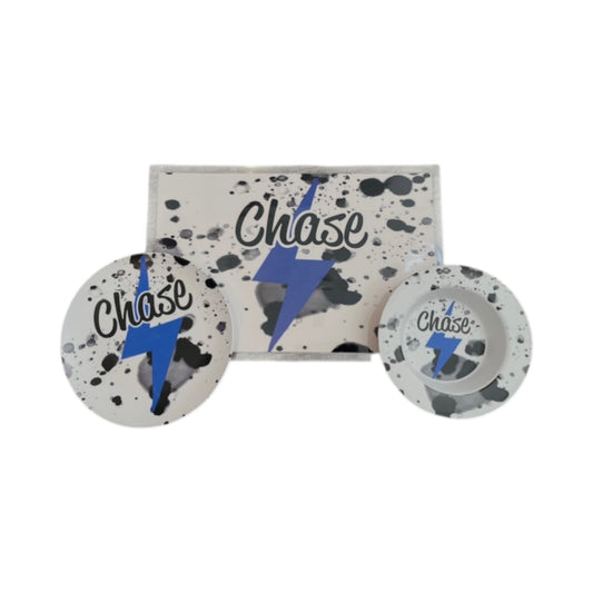 Chase Lightening Bolt Theme Microwaveable Dishwasher Safe  Dish Set