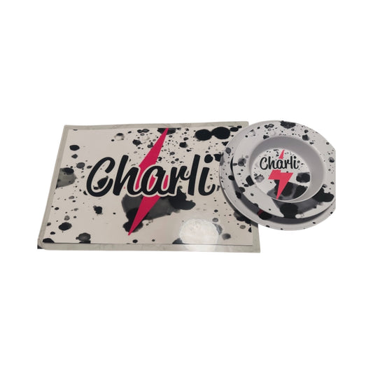 Charli Lightening Bolt Microwaveable Dishwasher Safe Dish Set