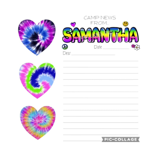 Samantha Tie Dye  Look Name Design Camp Stationery