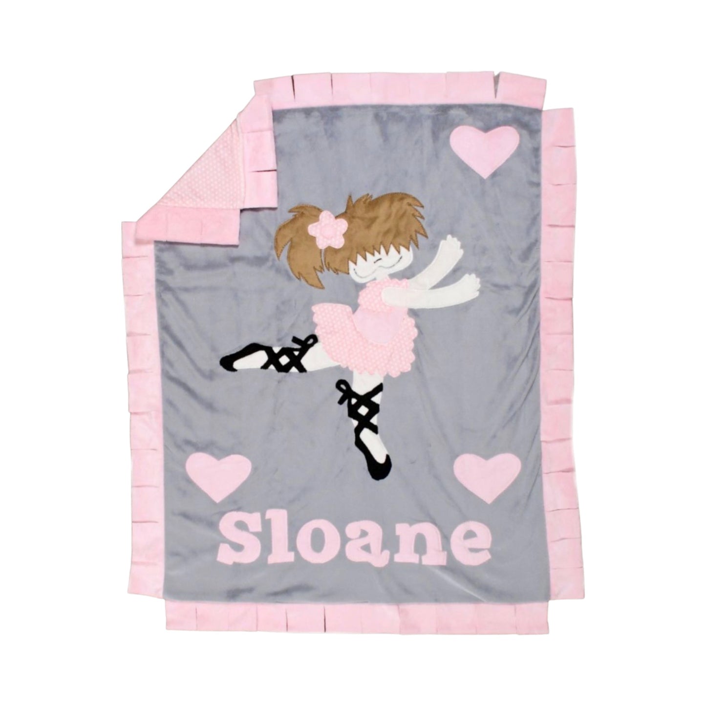 Sloane Ballerina Girl Minky Fringe Blanket