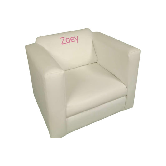 Zoe White Vinyl  Club Chair