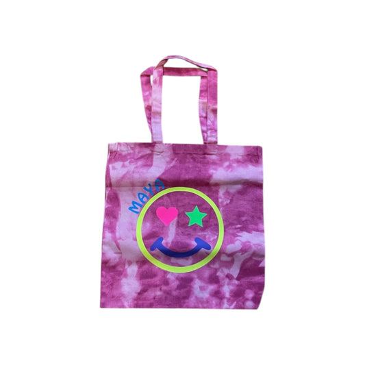 Maya Tie Dye Happy Face Canvas Tote