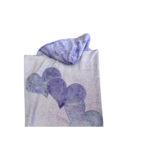 3 Hearts  Lavendar Design Hooded Towel