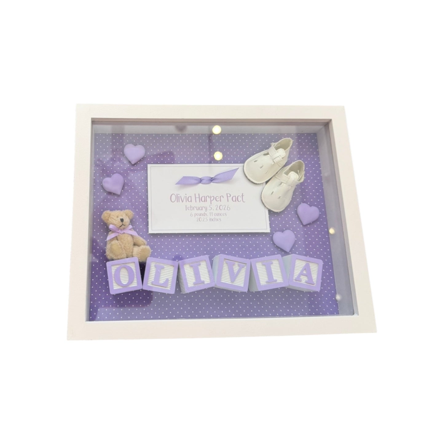 Olivia Framed Birth Announcement Keepsake Box