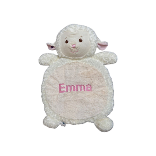 Emma Hot Pink  Embroidered Name Sheep Tummy Time Mat