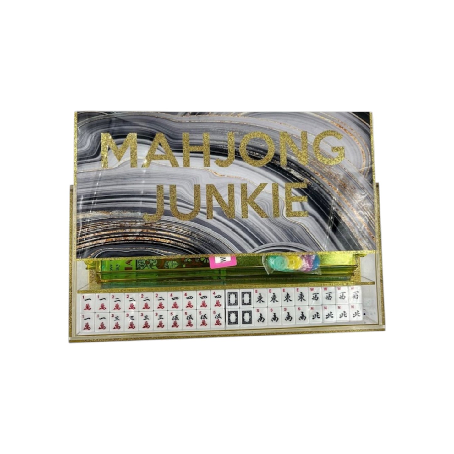 Mah Jongg Junkie Marble Look  Design Lucite Mah Jongg Set