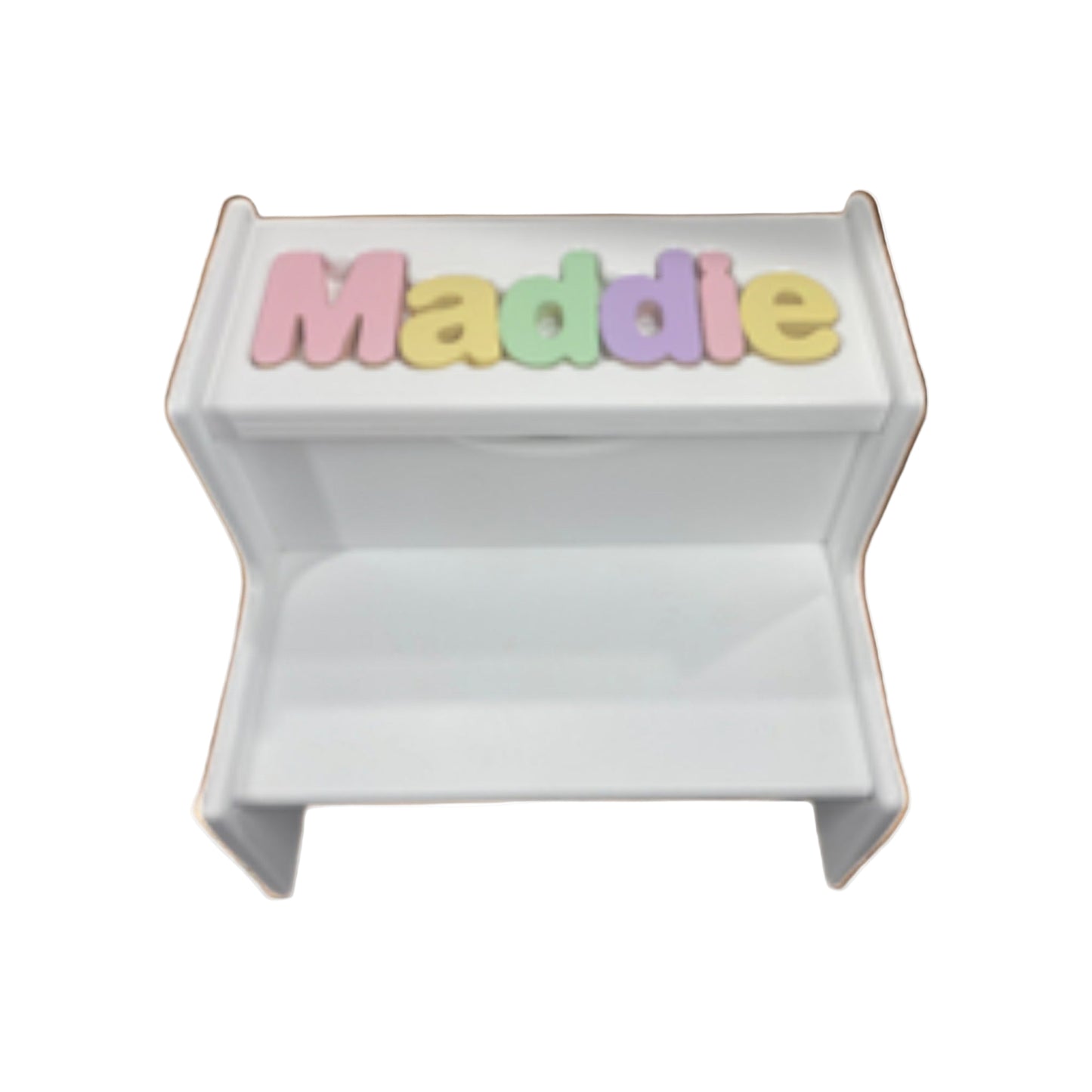 Maddie Pastels White 2 Step Up  Puzzle Stool