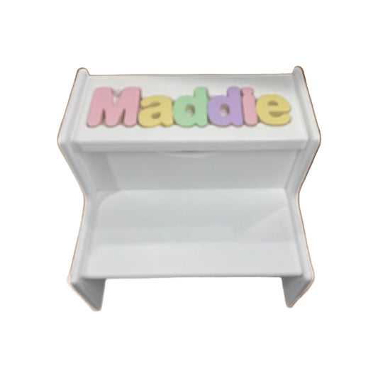 Maddie Pastels White 2 Step Up  Puzzle Stool