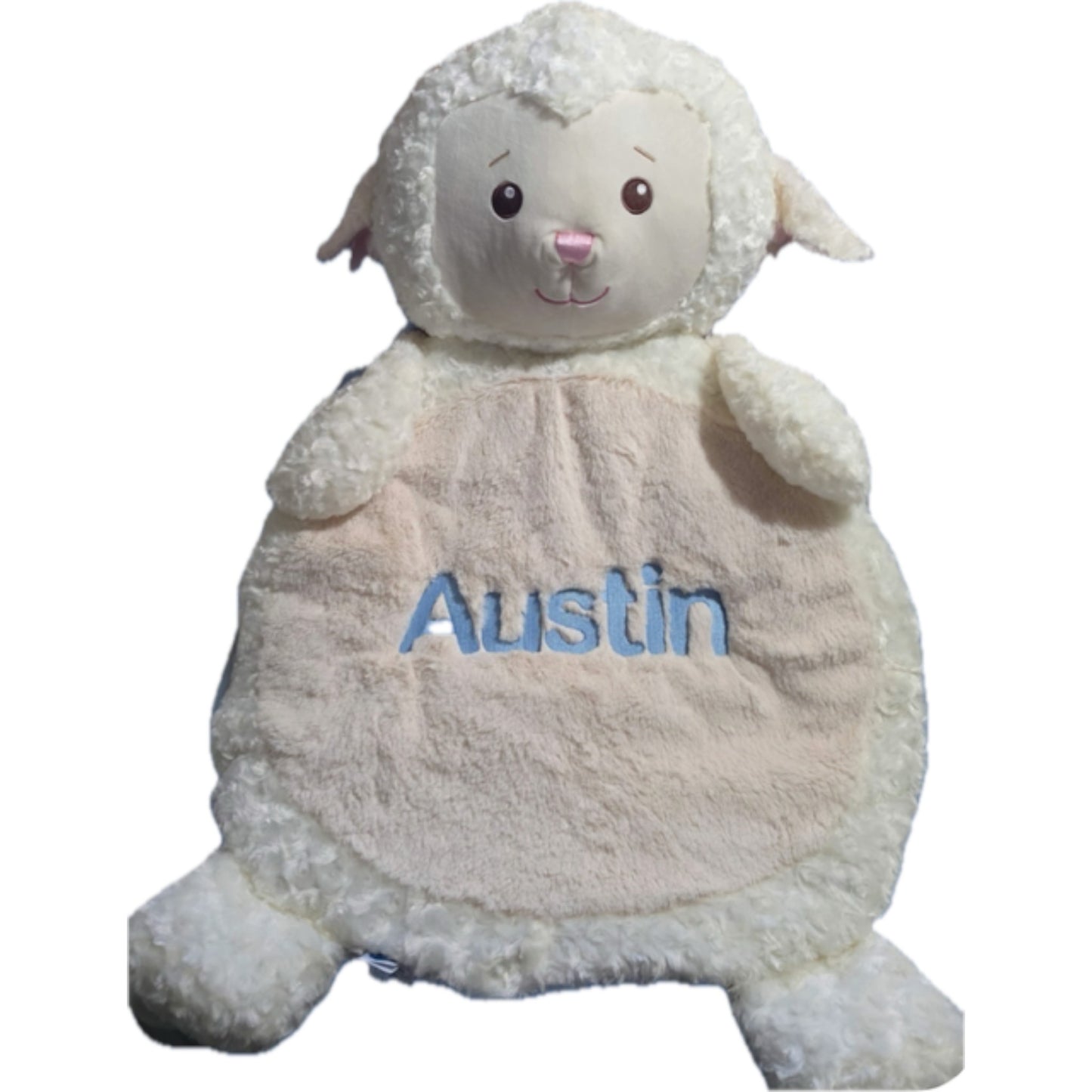 Austin  Embroidered Name Sheep Tummy Time Mat