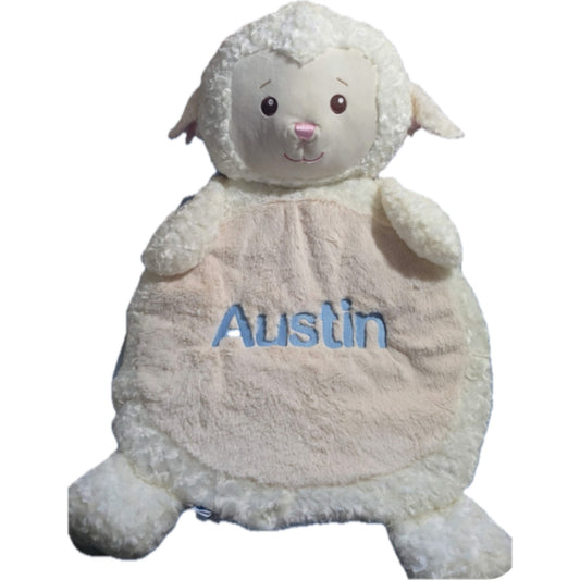 Austin  Embroidered Name Sheep Tummy Time Mat