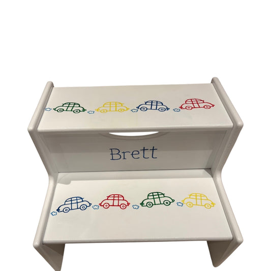 Brett Taxis Theme  Hand Painted 2 Step Up Stool