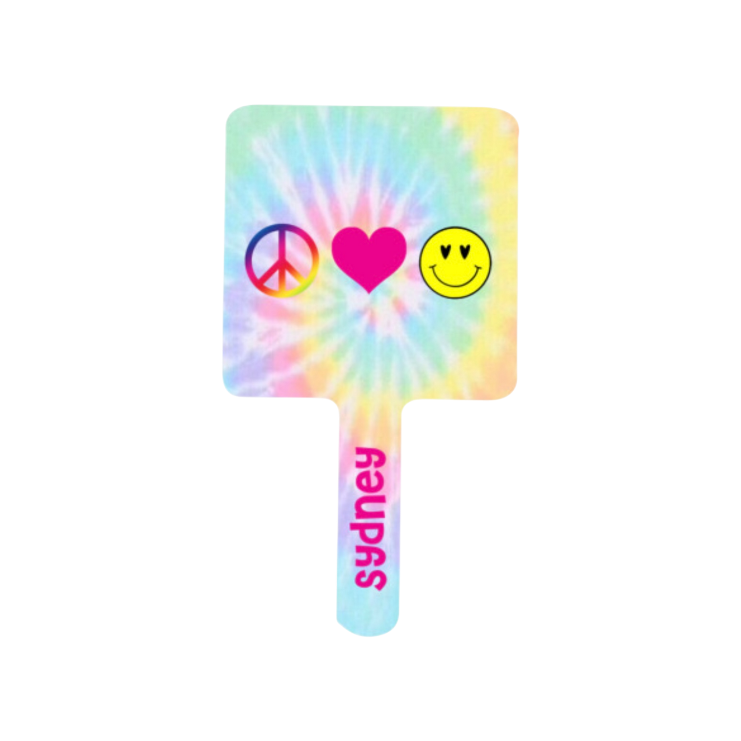 Sydney Personalized Peace/Heart/Smiley Face Hand Mirror