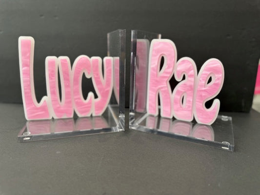 Lucy Rae Personalized Lucite Bookends