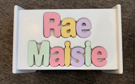 Rae Maisie Two Name Personalized Puzzle Stool