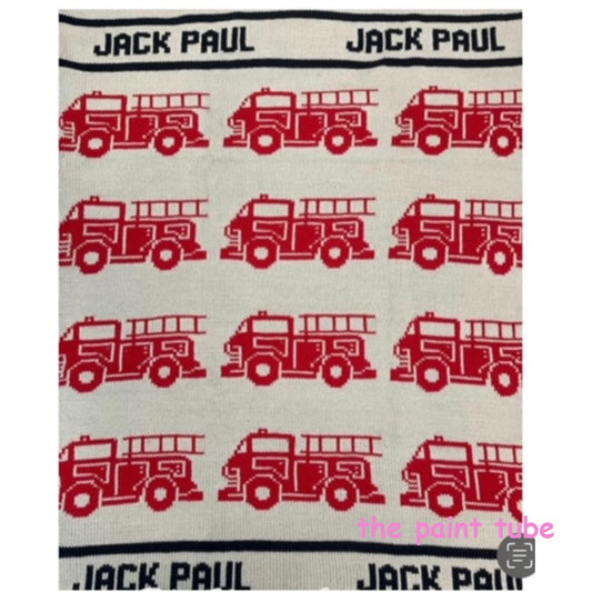 Jack Paul Firetruck Cotton Knit Blanket