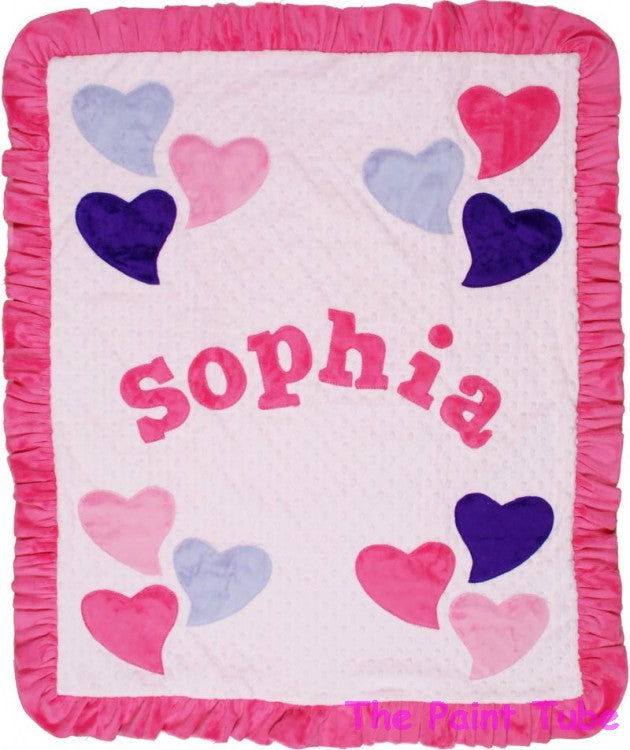 Sophia Funky Hearts Minky Ruffle Blanket