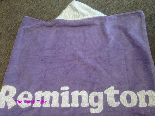 Remington Lavendar/Grey Damask Fabric Hooded Towel