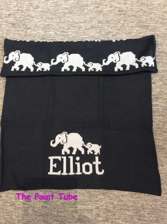 Elliot Elephant  100% Cotton Knit Blanket