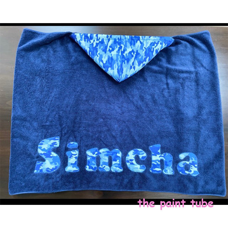 Simcha Blues Camo Fabric Toddler Hooded Towel