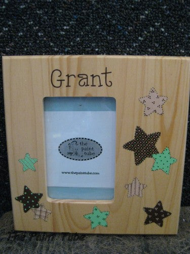 Grant Patchwork Stars Theme on Natural  Side Frame