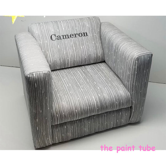 Cameron Grey/White Lines Club Chair