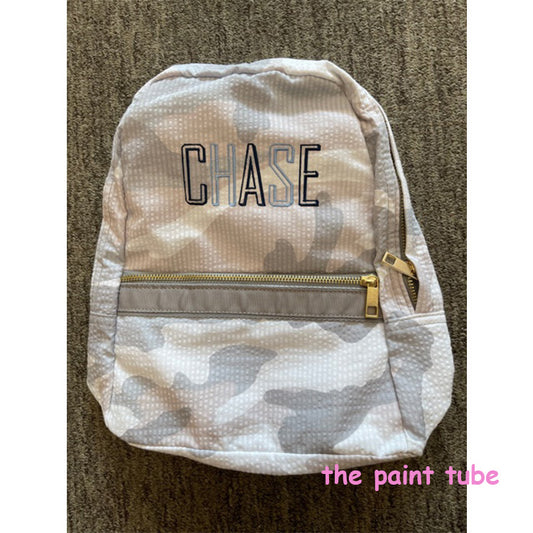 Chase  Grey Camo Seersucker Small Back Pack