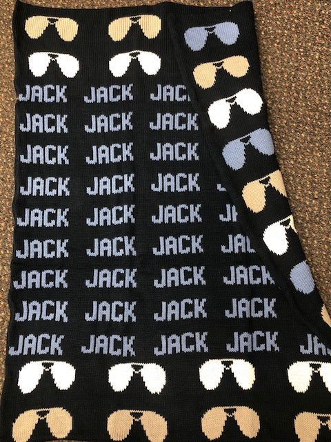 Jack Aviator Glasses Design Cotton Blanket