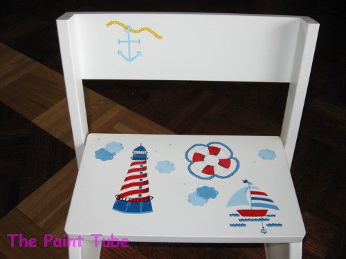 Nautical  Design  White Step Stool