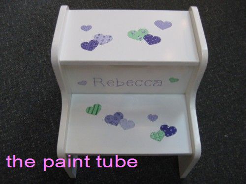 Rebecca Patchwork Hearts Design  White 2 Step Up Stool