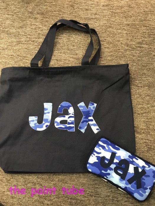 Jax Camo Personalized Zipper Tote Bag &amp; Matching Wipes Case