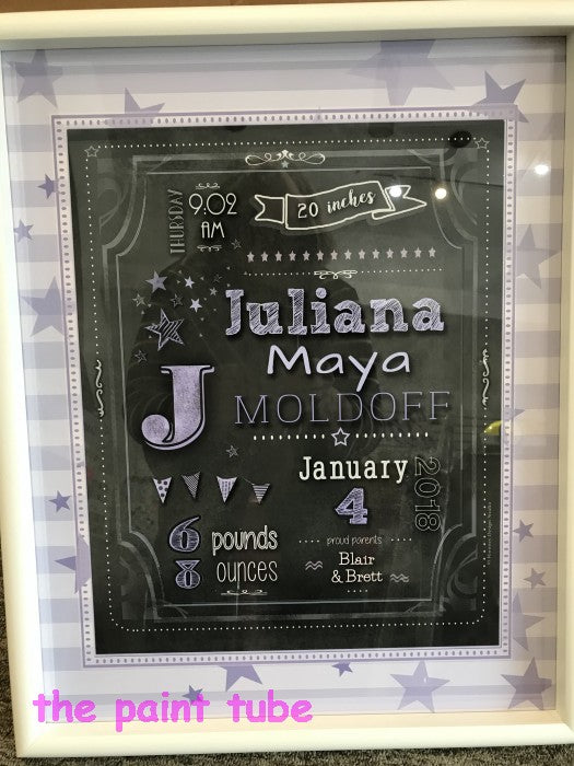 Juliana Statistic Framed Birth Announcement