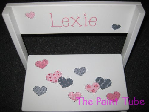 Lexie Patchwork Hearts Design Stepstool