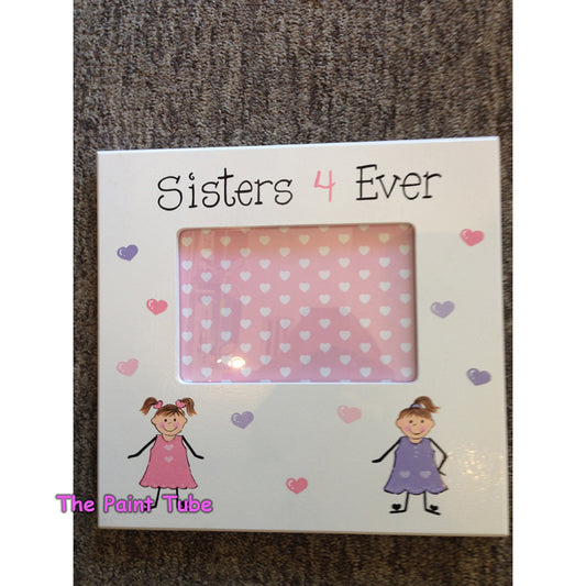Sisters 4 Ever White Side Picture Frame