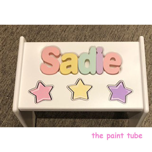 Julie Pastel Stars Puzzle Stool