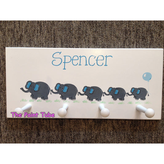 Spencer Elephants Theme Wall Rack with Pegs