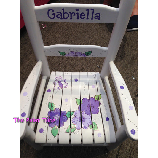 Gabriella Butterfly/Flowers Slat Rocking Chair