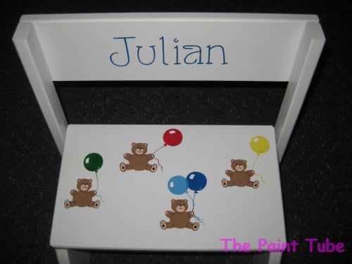 Julian Teddy Bear with bBalloons Stepstool