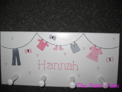 Hannah Clothesline Theme Wall PlaquePlaque with Pegs