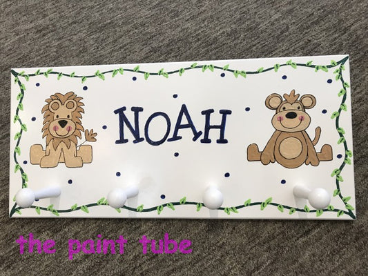 Noah Animals Wall Rack with Pegs